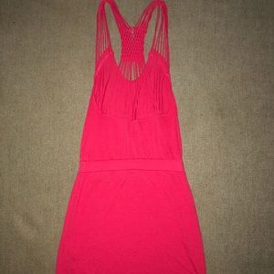 Fringed strap and back mini dress